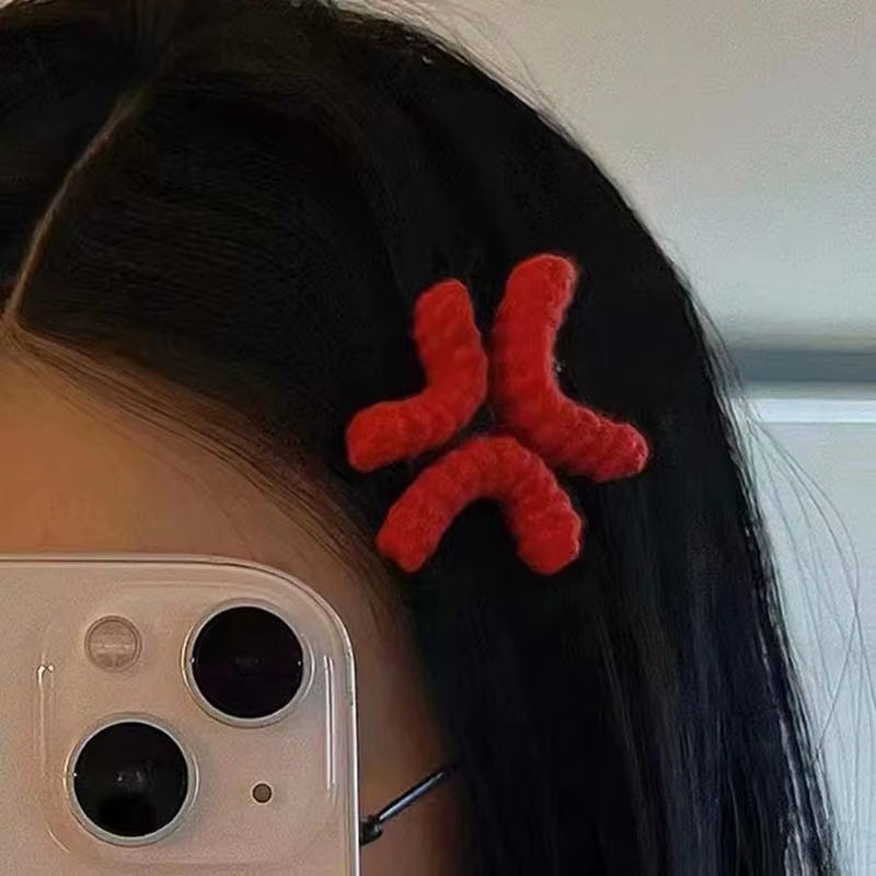 Charming Angry Hair Clip – Unique Duckbill Clip & Crochet Yarn Headband for Fun Style