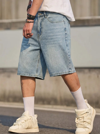 Men's Light Blue Casual Street Style Shorts - Perfect Gift for Husband or Boyfriend!