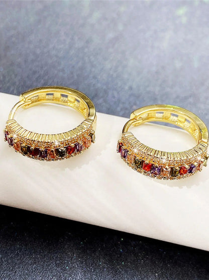 Exquisite Colorful Rhinestone Hoop Earrings – Stylish Casual Jewelry for Women