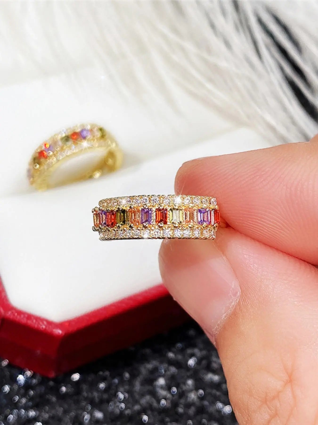 Exquisite Colorful Rhinestone Hoop Earrings – Stylish Casual Jewelry for Women