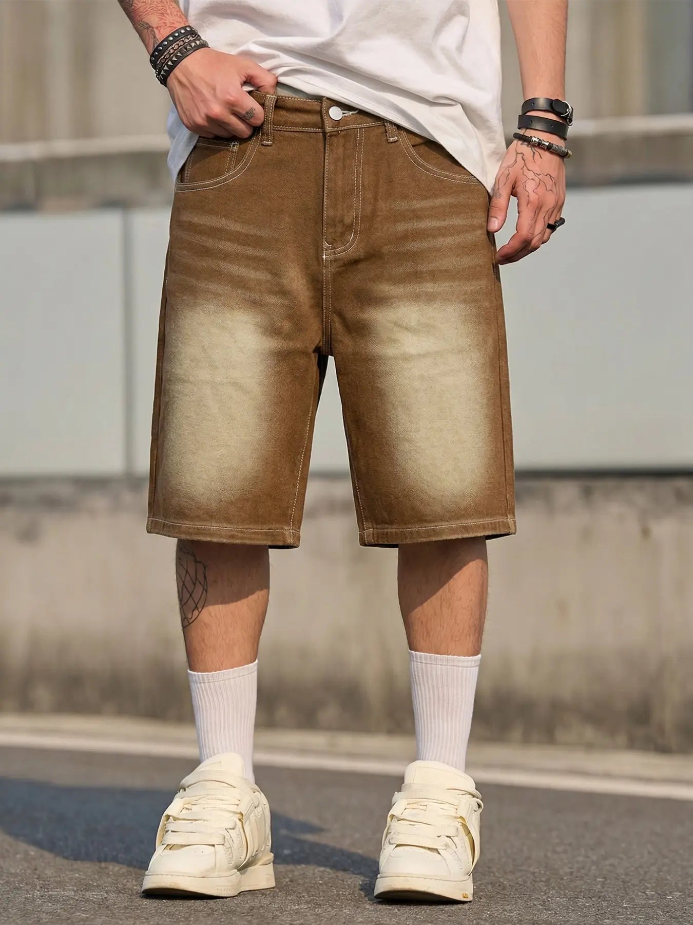 Men's Light Blue Casual Street Style Shorts - Perfect Gift for Husband or Boyfriend!