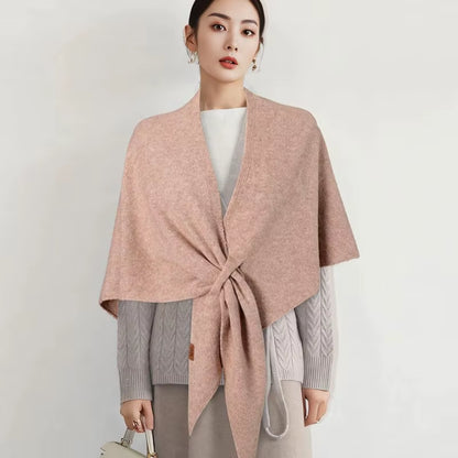 Cozy Autumn & Winter Wool Blend Triangular Shawl for Women - Thickened Knitted Neck Wrap XWJ116