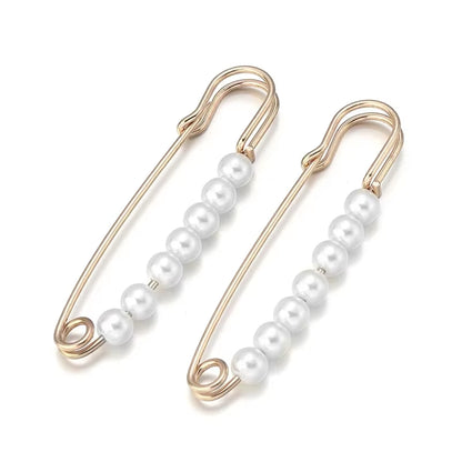 2-Pack Multifunctional Women's Brooches - Anti-Exposure Waistband Fixing Buckles with Safety Pins and Pearls