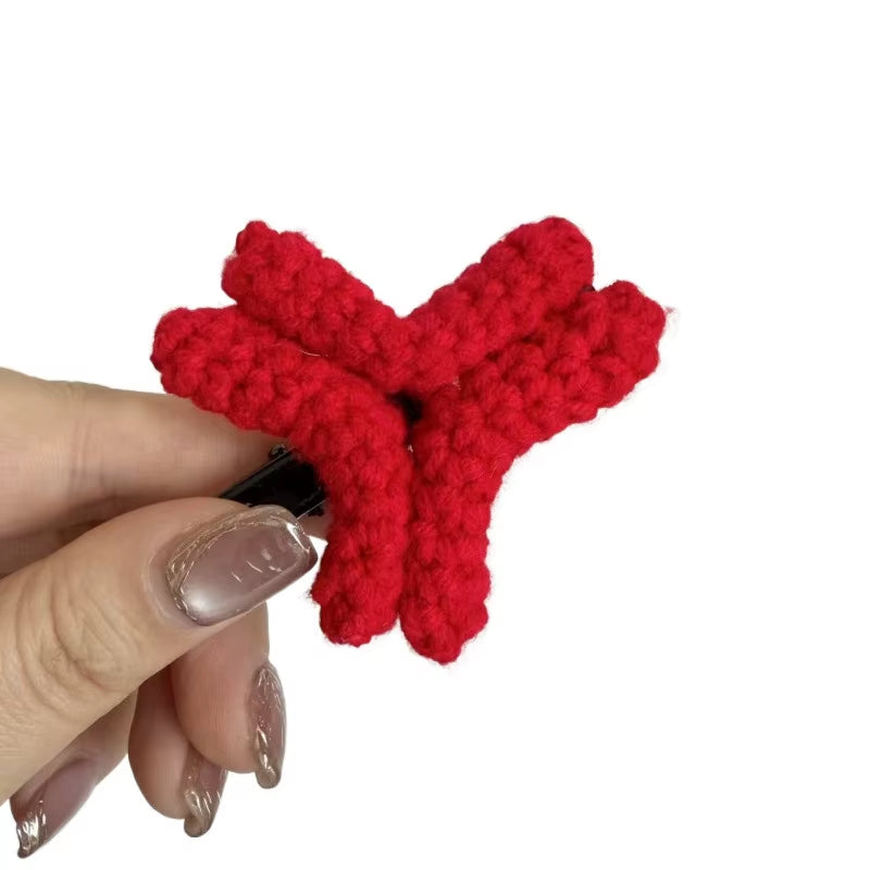 Charming Angry Hair Clip – Unique Duckbill Clip & Crochet Yarn Headband for Fun Style