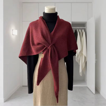 Cozy Autumn & Winter Wool Blend Triangular Shawl for Women - Thickened Knitted Neck Wrap XWJ116