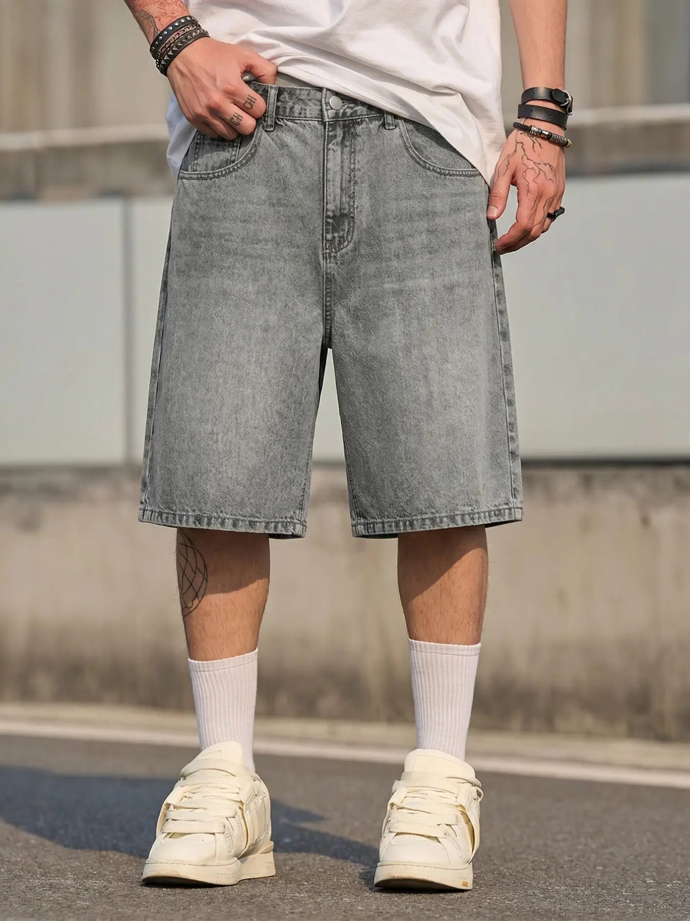 Men's Light Blue Casual Street Style Shorts - Perfect Gift for Husband or Boyfriend!