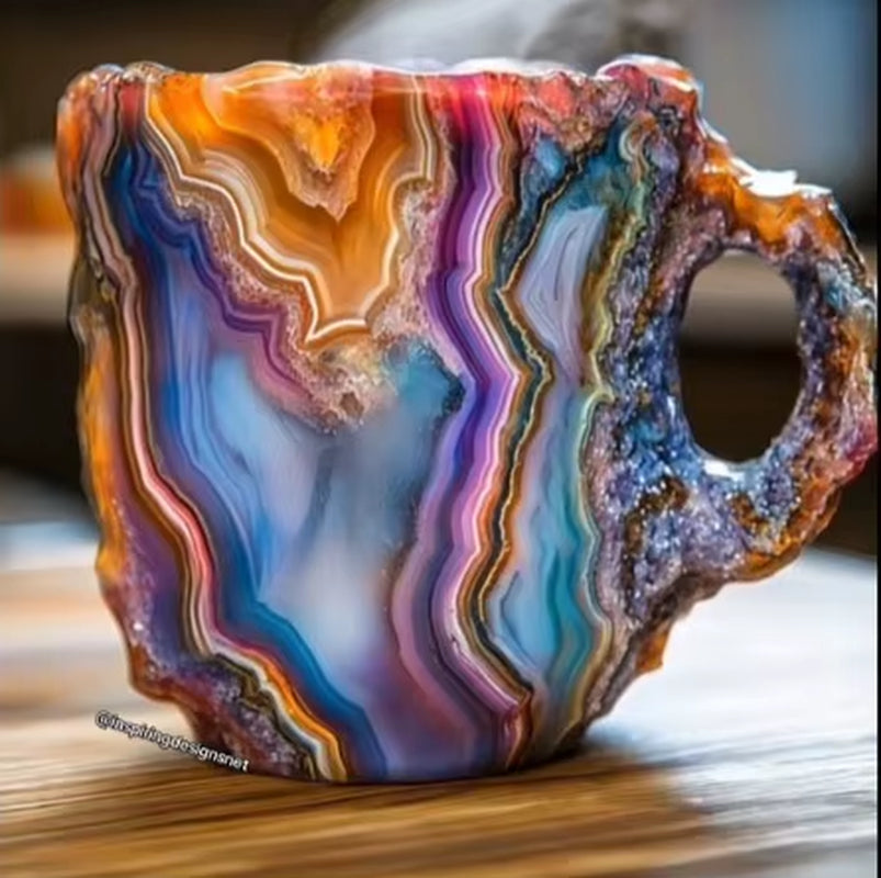 Stunning Mineral Crystal Coffee Mugs - Unique Resin Tumblers for Gifting