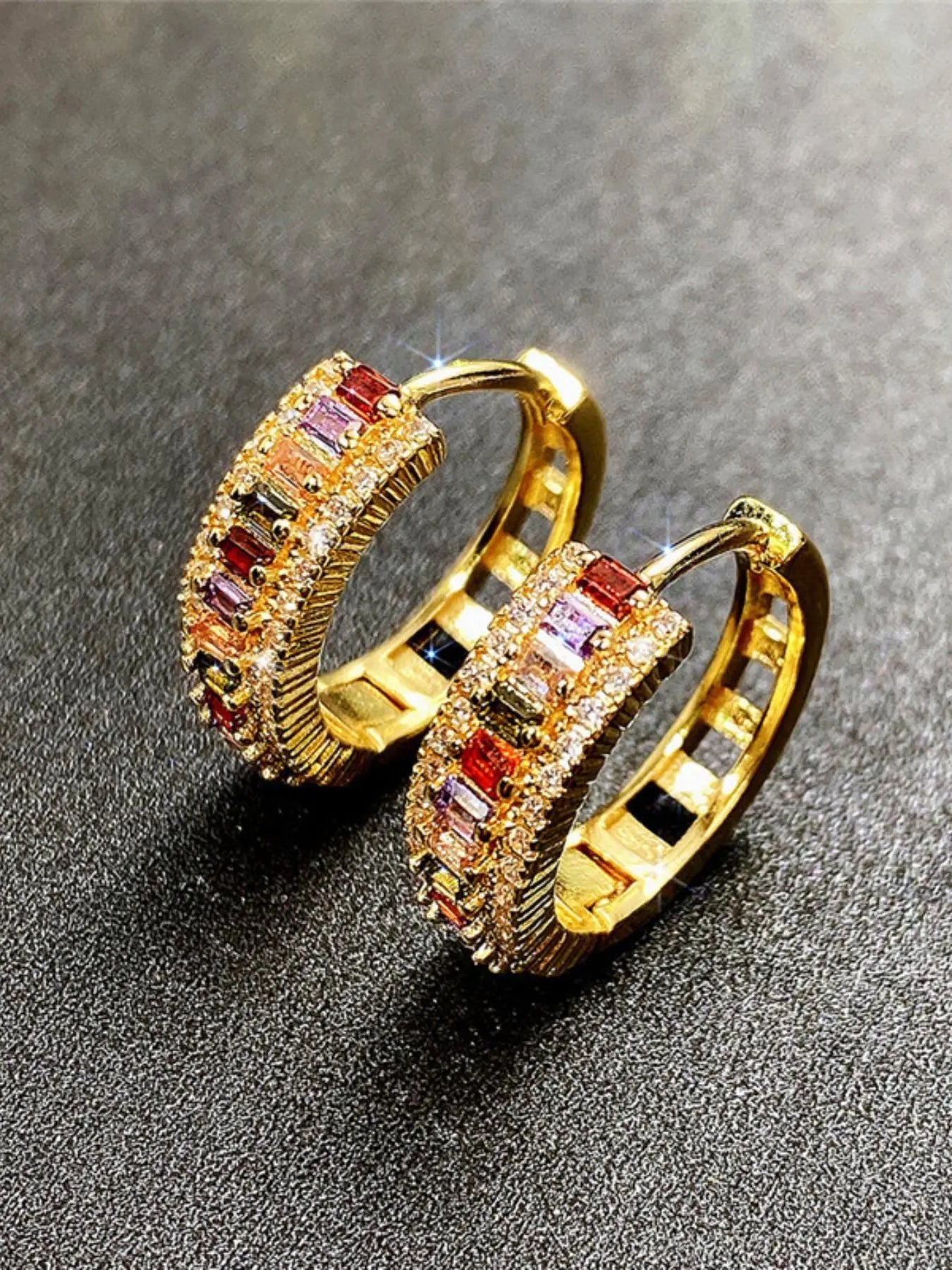 Exquisite Colorful Rhinestone Hoop Earrings – Stylish Casual Jewelry for Women