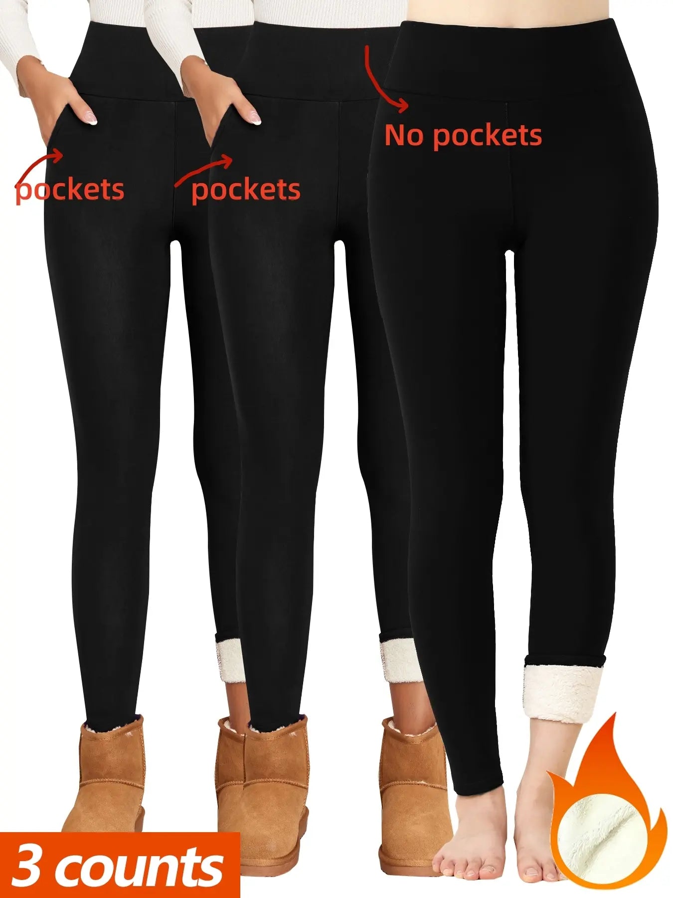 Thermal Lined High Waist Women's Sports Leggings with Embroidery Pockets - Perfect for Yoga and Gym Workouts