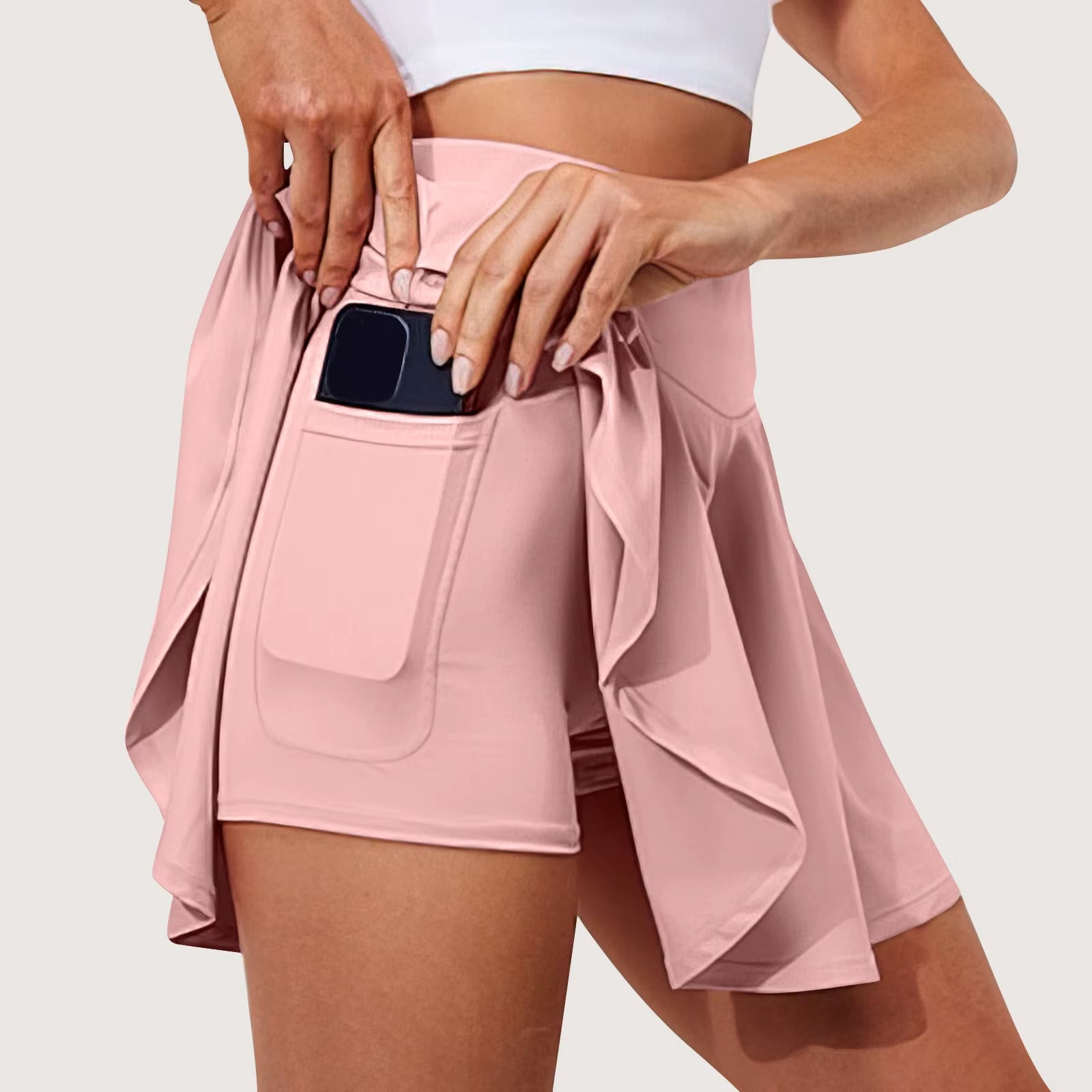 High-Waisted Women's Stretch Yoga Skirt with Pockets - Lightweight Printed Athletic Shorts, Perfect for Active Lifestyle