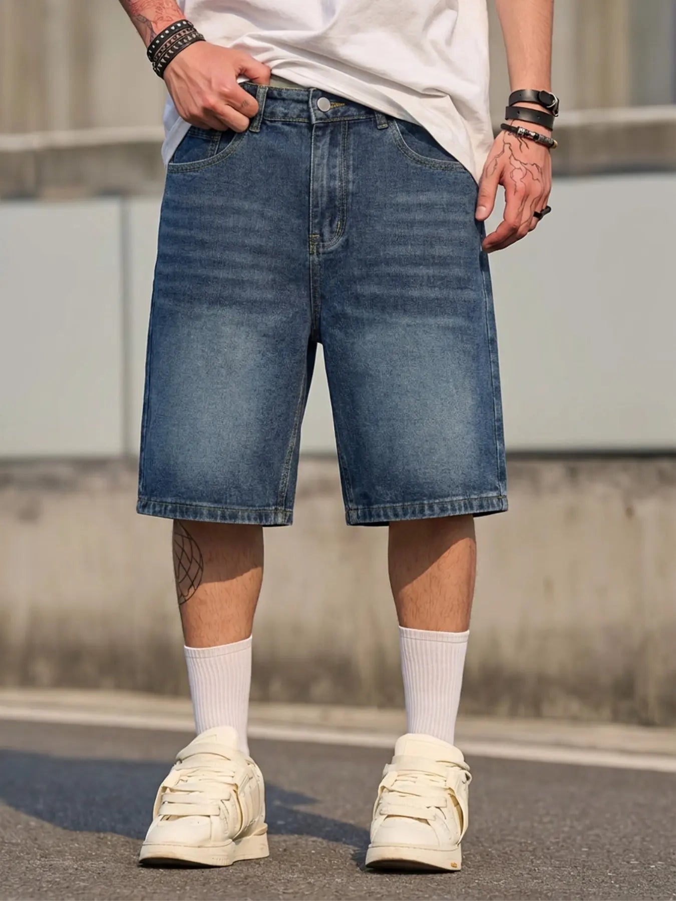 Men's Light Blue Casual Street Style Shorts - Perfect Gift for Husband or Boyfriend!