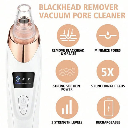2026 Ultimate Facial Pore Cleaner - 5 Suction Levels Blackhead Remover & Rechargeable Vacuum Kit