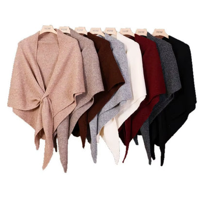 Cozy Autumn & Winter Wool Blend Triangular Shawl for Women - Thickened Knitted Neck Wrap XWJ116