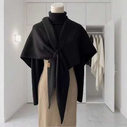 Cozy Autumn & Winter Wool Blend Triangular Shawl for Women - Thickened Knitted Neck Wrap XWJ116