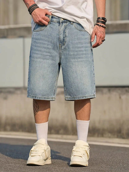 Men's Light Blue Casual Street Style Shorts - Perfect Gift for Husband or Boyfriend!