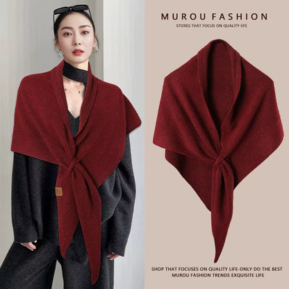 Cozy Autumn & Winter Wool Blend Triangular Shawl for Women - Thickened Knitted Neck Wrap XWJ116