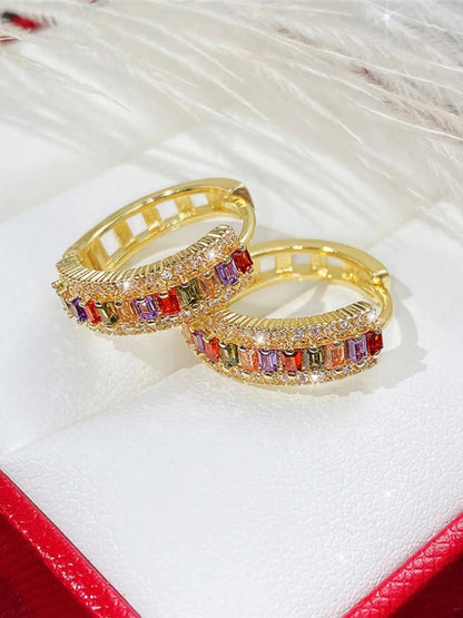 Exquisite Colorful Rhinestone Hoop Earrings – Stylish Casual Jewelry for Women