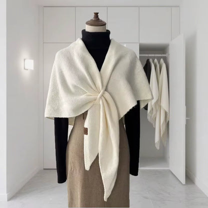 Cozy Autumn & Winter Wool Blend Triangular Shawl for Women - Thickened Knitted Neck Wrap XWJ116